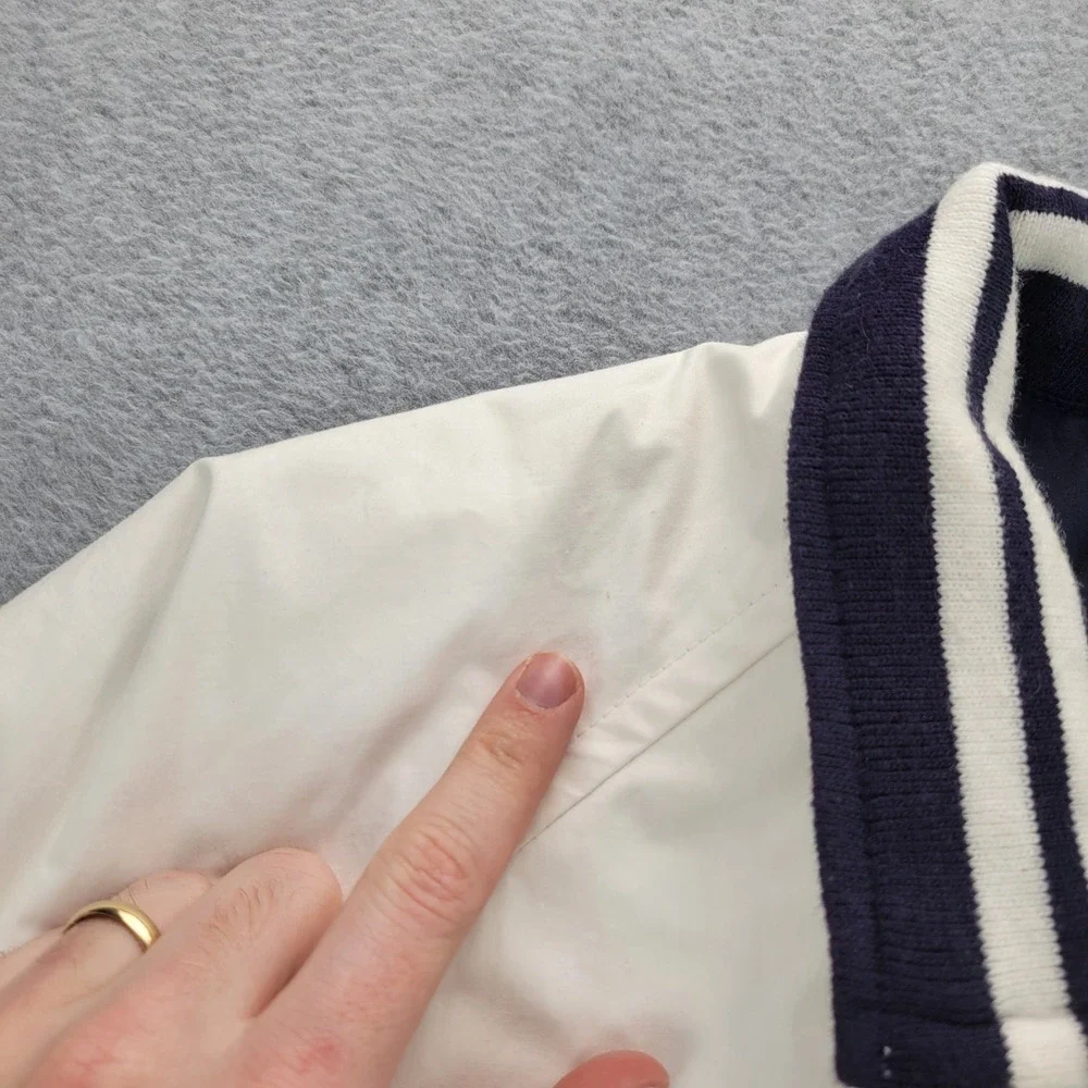 Nautica Yacht Club Reversible Bomber Jacket Mens L White Navy Blue Vintage NWT‎